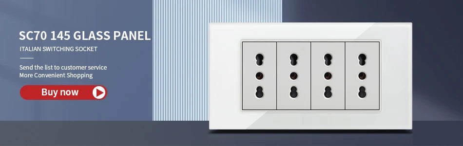 DELEFU Presa a Muro in Vetro Temperato Bianco Italia USB Tipo C Ricarica Rapida Interruttore Schuko TV Satellitare Citofono Cile