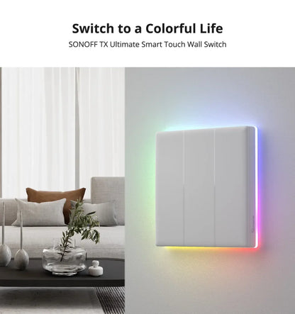 Sonoff TX Ultimate SONOFF T5 86 Interruttore da parete Sonoff Accesso completamente touch Bordo luminoso a LED Telecomando multi-sensorio tramite EWeLink