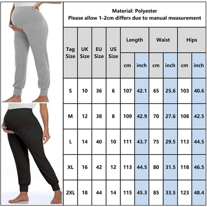 Pantaloni casual da donna premaman primaverili Premama Pantaloni da salotto elasticizzati a vita alta solidi per donne incinte Pantaloni da jogging con tasche