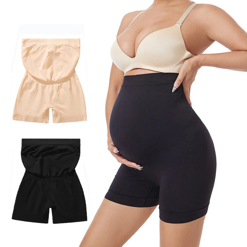 Pantaloni premaman senza cuciture a vita alta Donne incinte Comode mutandine di sicurezza Mutandine da donna Gravidanza Leggings corti Intimo