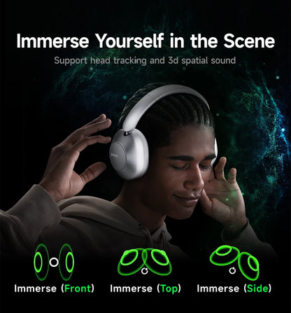 Picun F6 Cuffie wireless con cancellazione attiva del rumore Monitoraggio della testa Audio 3D 40mm Cuffie Bluetooth ANC ad alta risoluzione Controllo APP HIFI
