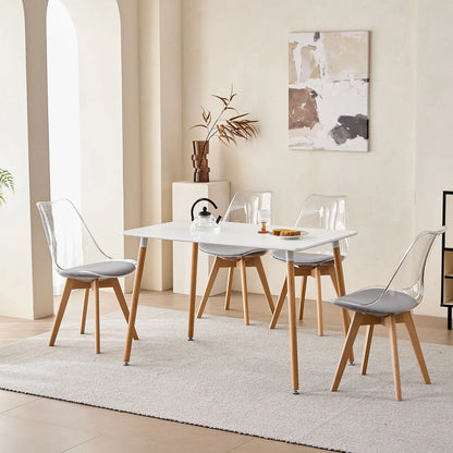 Set di 4 sedie da pranzo trasparenti gambe in legno sedia moderna e confortevole in PU per cucina camera da letto soggiorno mobili da cucina per la casa