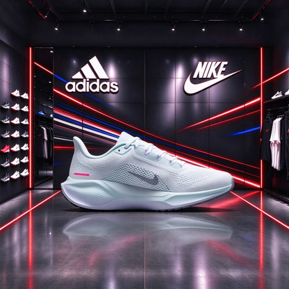 Scarpe da donna Nike, modello basso, colore azzurro ghiaccio, realizzate in tessuto Flyknit traspirante, resistenti e con sistema di assorbimento degli urti, codice IM6683-159.