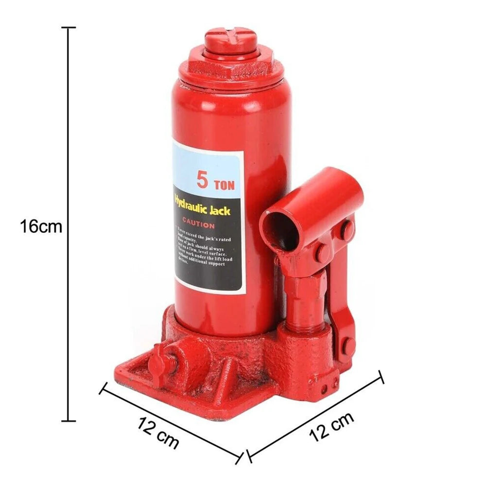 Martinetto idraulico a bottiglia da 5 tonnellate – Sollevatore verticale per riparazioni auto e sollevamenti pesanti, altezza minima 180 mm, altezza massima 355 mm, altezza di sollevamento 115 mm, peso leggero 2,7 kg, strut