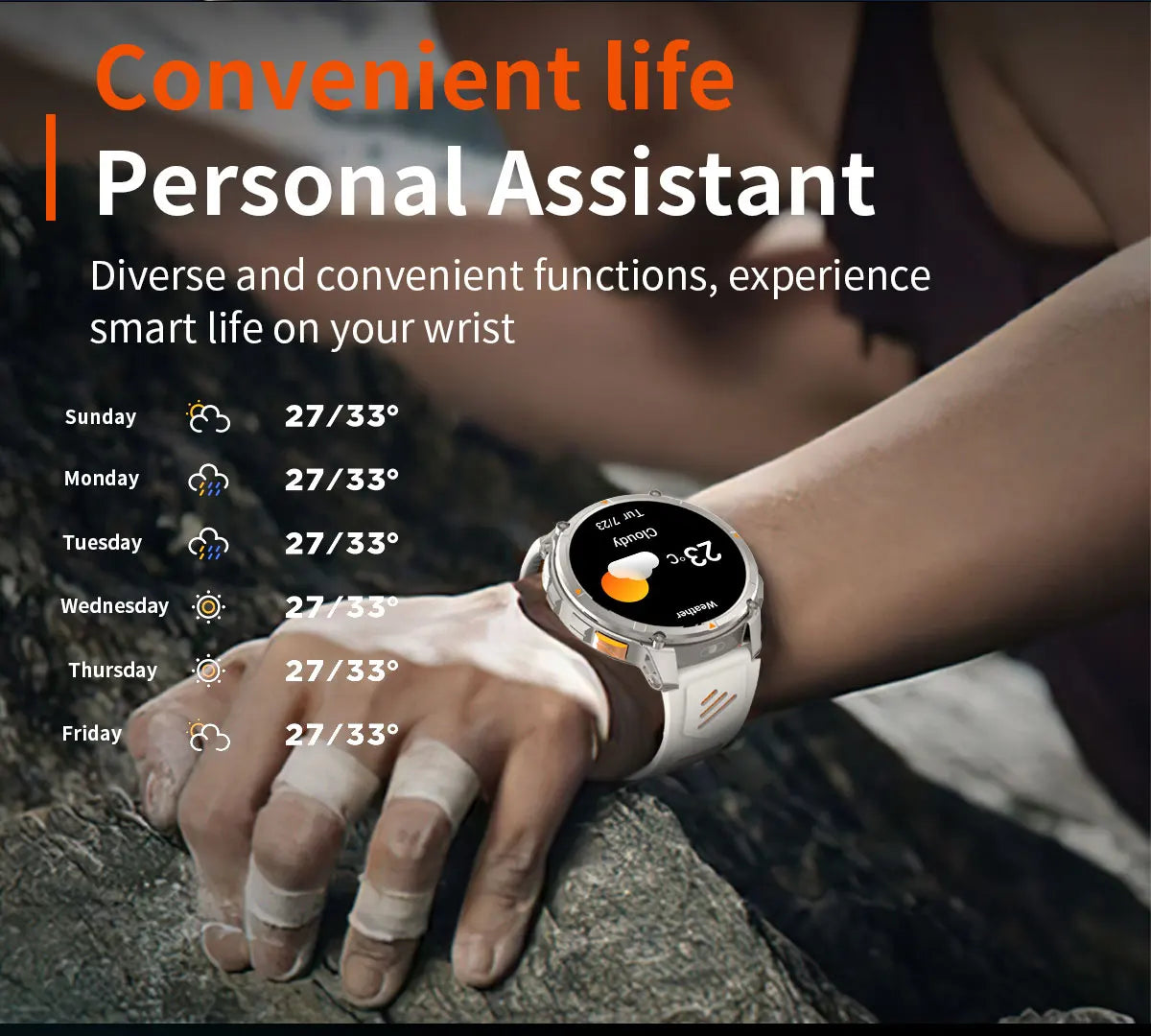 Nuovo Smartwatch T-REX3 Ultra con Batteria da 1100mAh, Impermeabile 10ATM, GPS, Bussola, Torcia, Display AMOLED HD da 1.7'', Chiamate, Orologio Sportivo Intelligente per Uomo