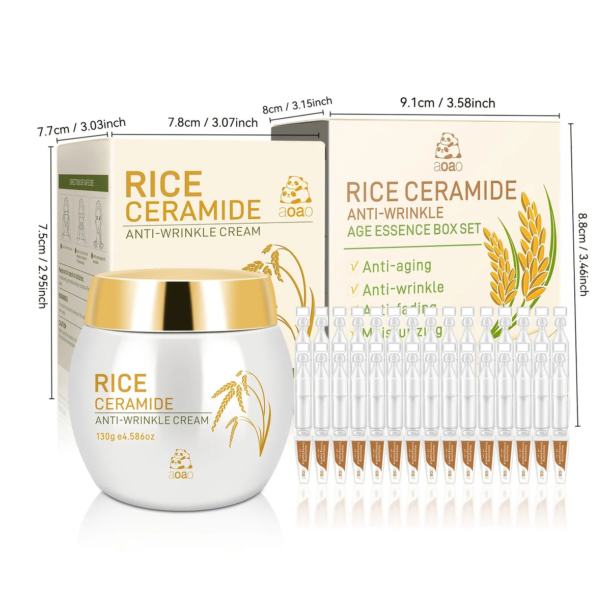 Set di 31 pezzi per la cura del viso anti-rughe a base di riso con ceramidi e collagene, crema e siero anti-rughe per un'idratazione profonda, rassodante e levigante, trattamento anti-età/anti-rughe che rende la pelle più g