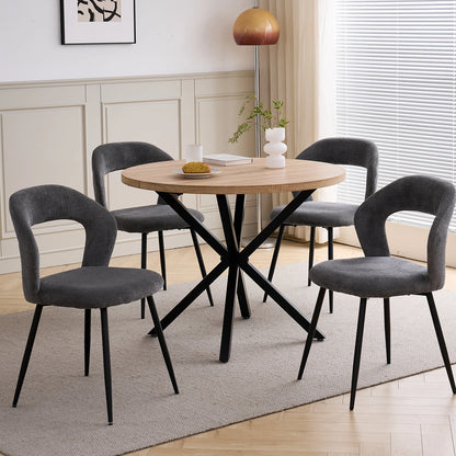 EGOONM Set di 4 Sedie da Pranzo Moderne con Schienale Cavo, Sedie Laterali Imbottite in Tessuto, Gambe in Metallo Nero, Sedie d'Accento per Cucina e Caffè