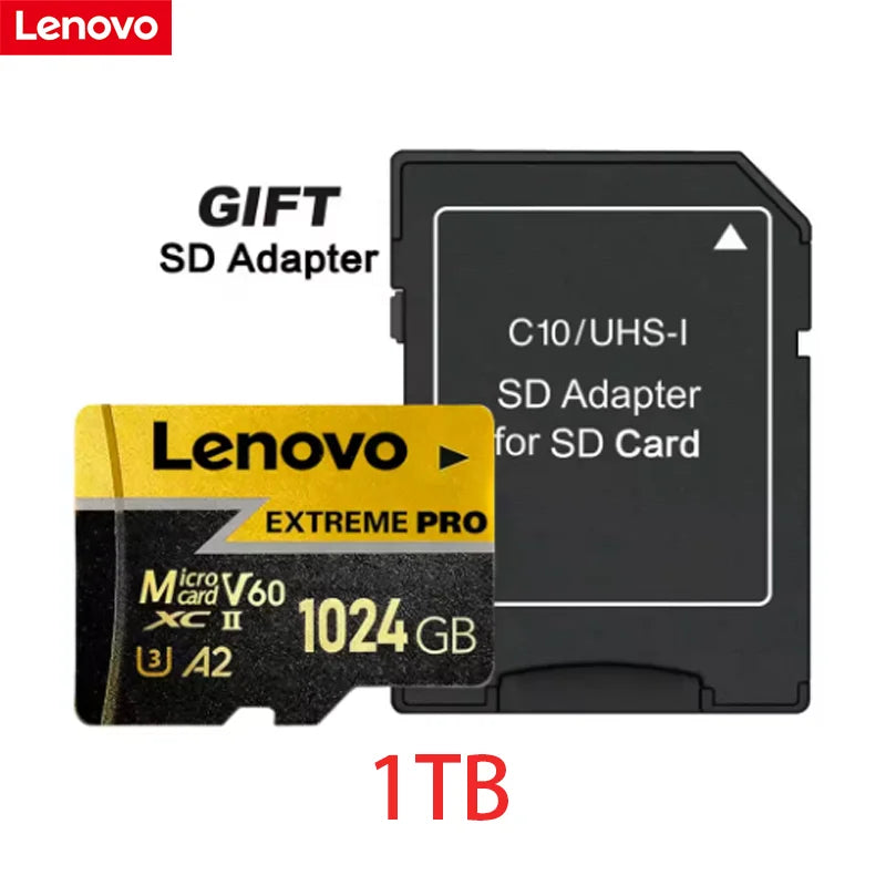 Scheda Micro SD Lenovo 1TB, Scheda di Memoria TF 256GB 512GB Classe 10 U3 A2 ad Alta Velocità per Registrazione Video 4K per Dash Cam, Fotocamera, Drone, Telefono