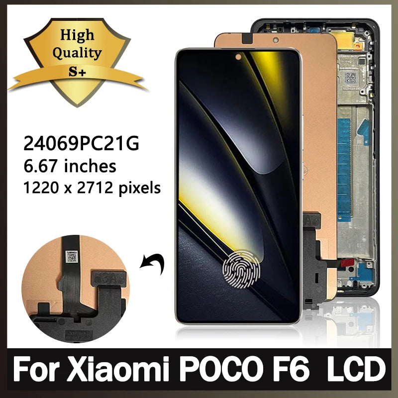Nuovo Display AMOLED da 6.67" per Xiaomi Poco F6 LCD 24069PC21G, Schermo Touch con Digitalizzatore e Cornice per Xiaomi Poco F6