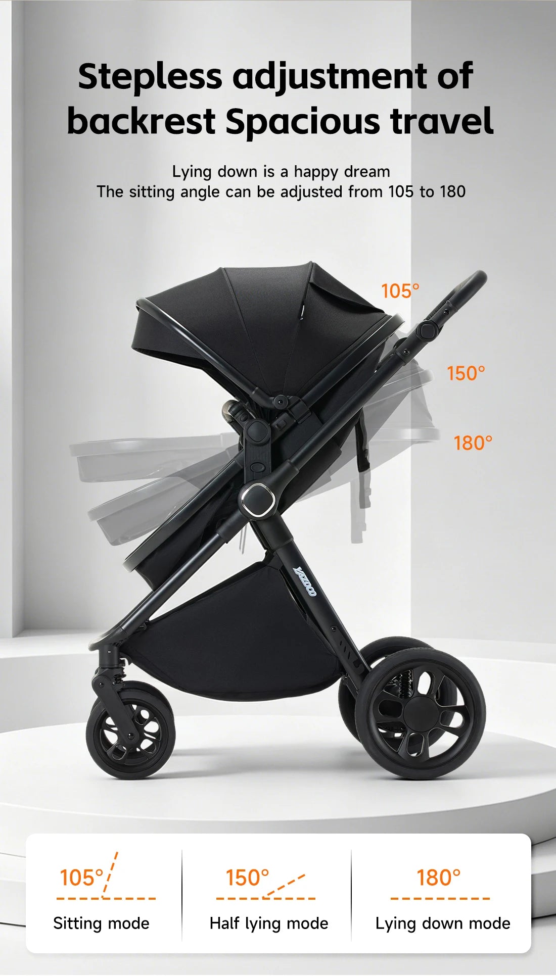 Passeggino 3-in-1 Pieghevole per Neonati con Seggiolino Auto e Culla, Telaio in Alluminio Leggero, Passeggino Estivo Traspirante per Panorami