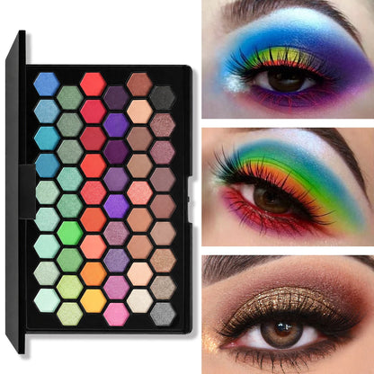 Palette Ombretti 54 Colori, Effetto Opaco, Shimmer e Glitter, Palette Ombretti Arcobaleno Pigmentata, Palette Cosmetica Professionale