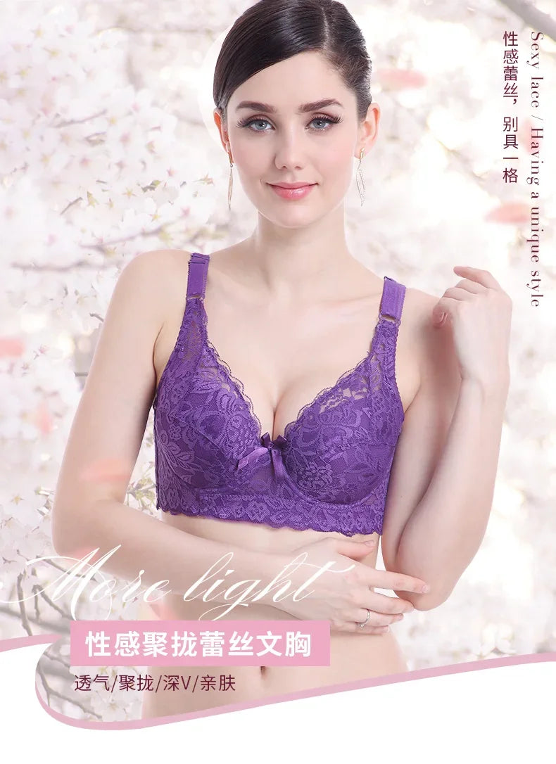 Reggiseno sottile a copertura totale, senza ferretto, regolabile, in pizzo, per taglie forti, copri seno, coppe B C D, reggiseno in pizzo taglie grandi 2028