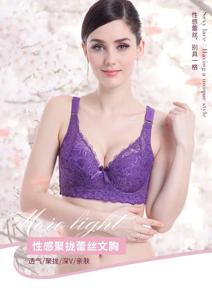 Reggiseno sottile a copertura totale, senza ferretto, regolabile, in pizzo, per taglie forti, copri seno, coppe B C D, reggiseno in pizzo taglie grandi 2028