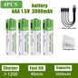 Nuove Batterie al Litio Ricaricabili AA 1.5V 3800mAh + AAA 3000mAh, Ricarica Rapida, 1200 Cicli, con Cavi Gratuiti e Scatola