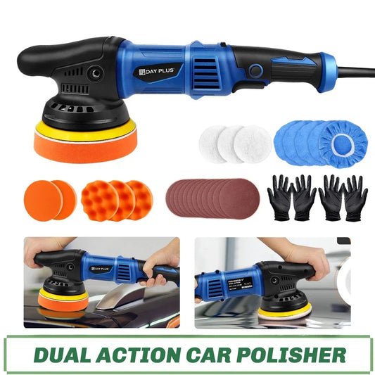 Lucidatrice e levigatrice per auto a doppia azione da 6 pollici, lucidatrice eccentrica, controllo a 6 velocità, adatta per lucidare e cerare pavimenti di veicoli e mobili