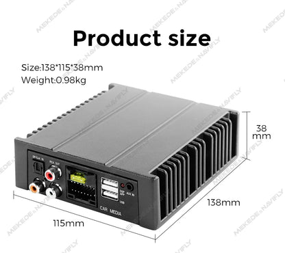 Amplificatore DSP per auto MEKEDE 4*80 W, compatibile con autoradio Android, regolazione EQ tramite app, plug-and-play, supporto fibra ottica/coassiale/AUX/RCA/USB