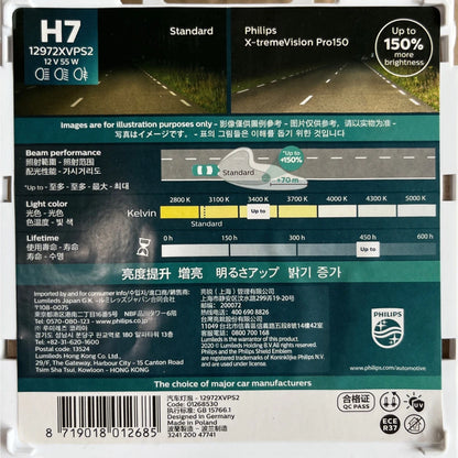 Philips H7 H4 12V 55W Faro alogeno Fino al 150% 200% Altro luminosità Lampadine originali per auto