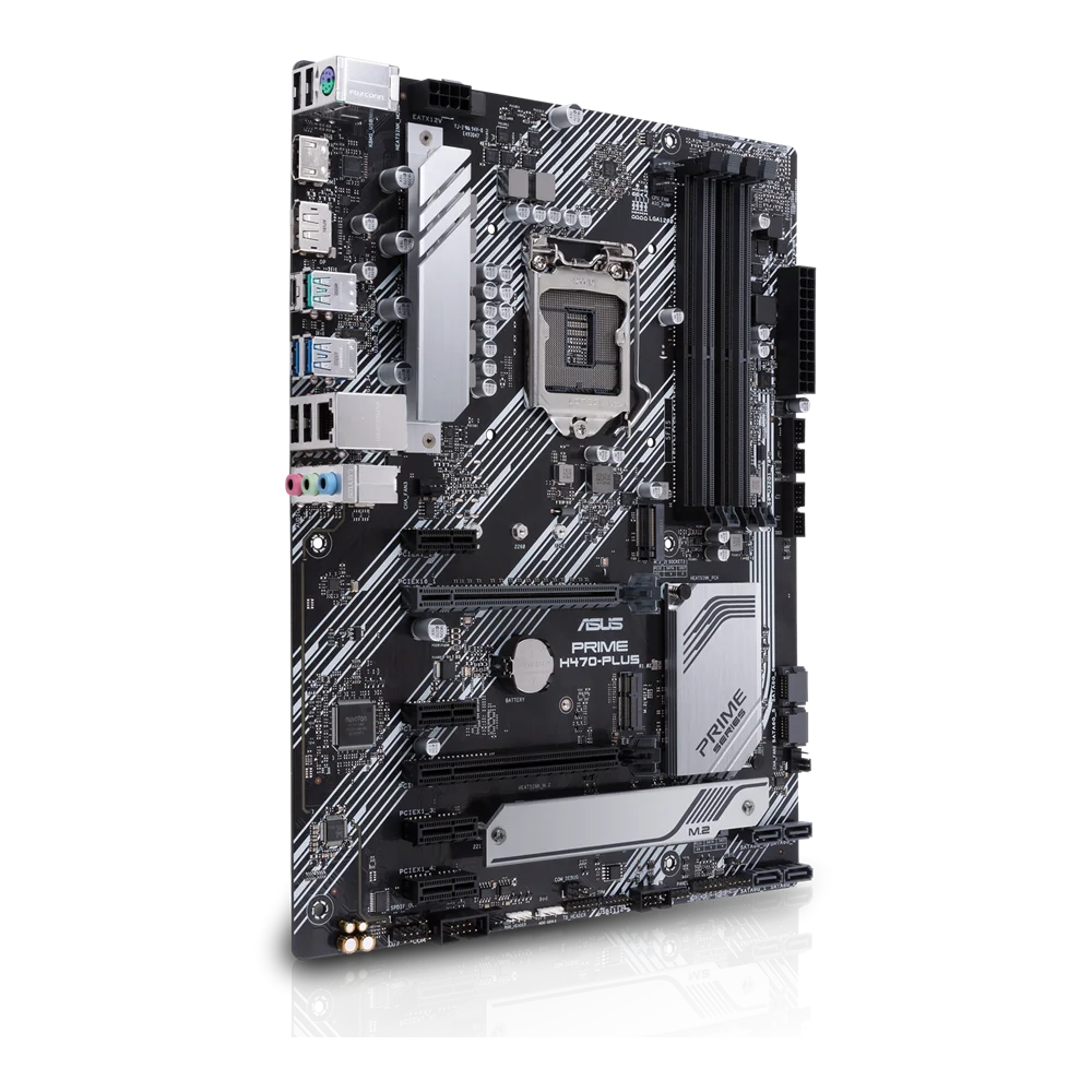 Scheda madre ASUS PRIME H470-PLUS Intel H470 LGA 1200 ATX con supporto per due slot M.2, compatibile con Core i3-10100, i3-10320, i5-10600, i9-10900F, i9-10900KF.