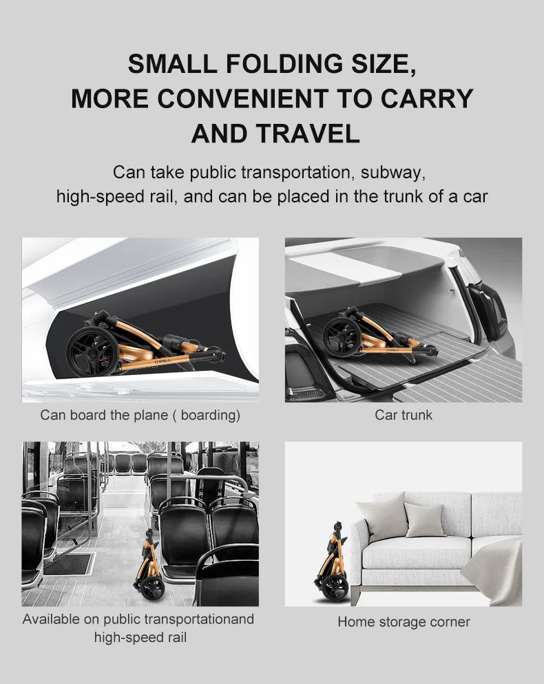 Sistema di trasporto per bambini 3 in 1 con seggiolino auto per neonati e navicella, passeggino pieghevole reversibile a 360 gradi, carrozzina alta per neonati fino a 3 anni, cintura di sicurezza a 5 punti, tettuccio in pelle