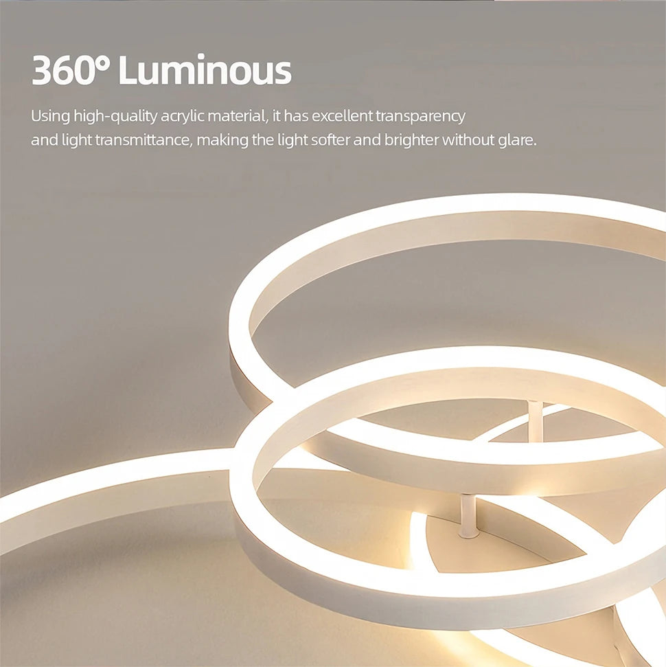 Lampadario a LED, Luci da Soffitto Moderne ad Anello in Acrilico, Illuminazione Intelligente per Hotel, Lobby, Soggiorno