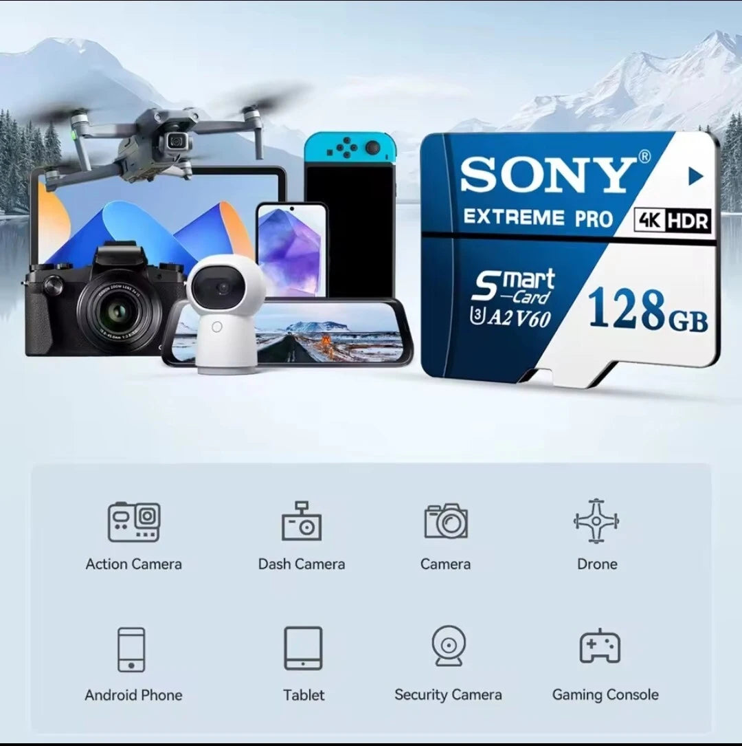 Scheda Micro SD originale Sony, scheda di memoria SD ad alta velocità da 128GB U3 V60, schede TF Flash per telefono, fotocamera, PC, 1024GB 512GB 256GB 64GB