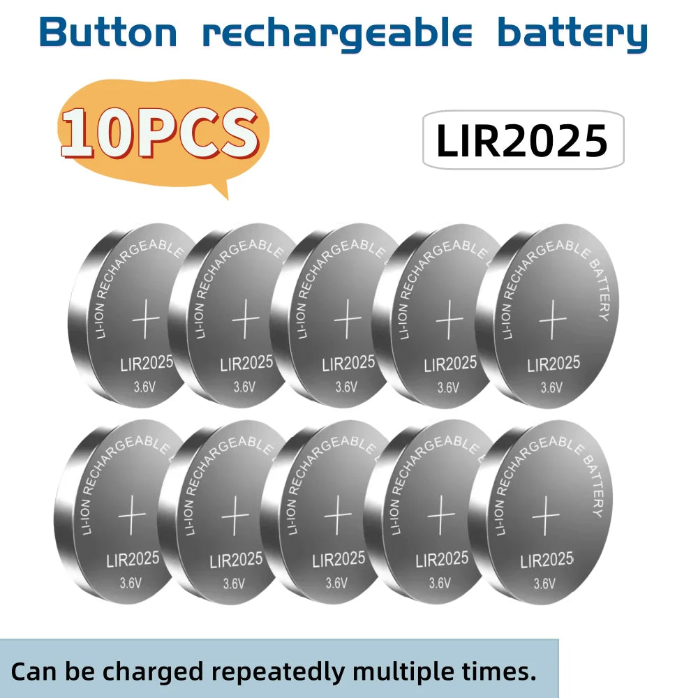 Batteria al Litio Ricaricabile LIR2032 LIR2025 LIR2016, Sostitutiva per Pile a Bottone CR2032 CR2025 CR2016 per Orologi