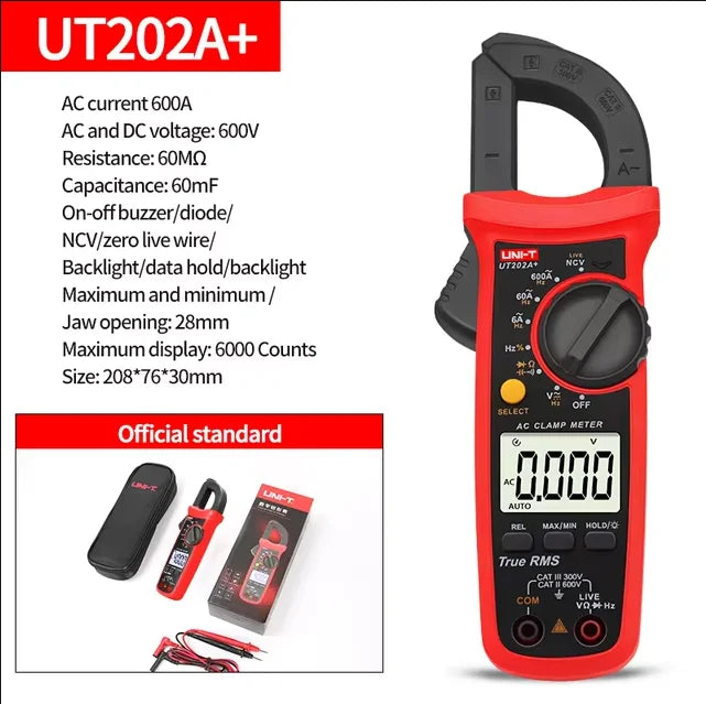 UNI-T Pinza amperometrica UT201 UT202 UT202A UT203 UT204 Plus Tester digitale Voltmetro professionale Pinza Amperometro Multitester elettrico