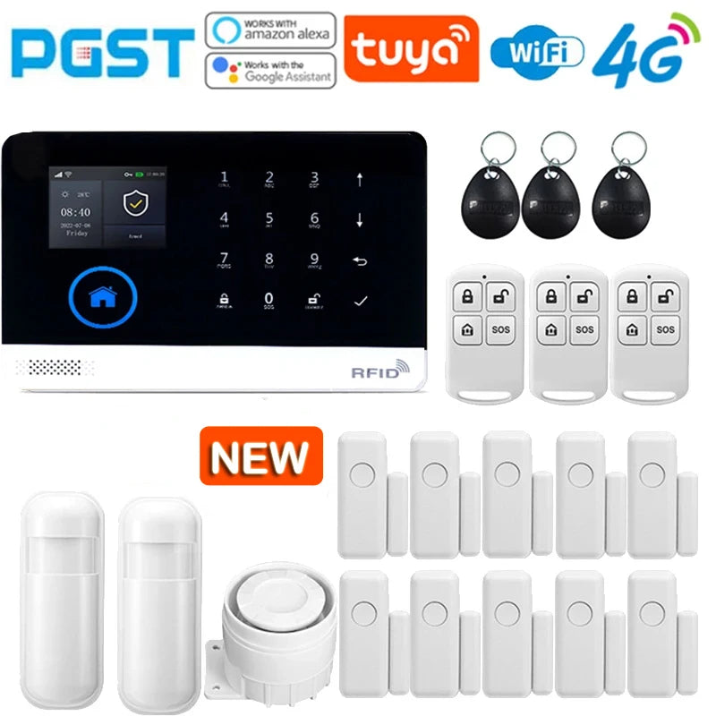 Sistema di allarme PGST ultima versione, WiFi, 4G, allarme di sicurezza domestica intelligente Tuya, controllo vocale intelligente Alexa, funzione push APP