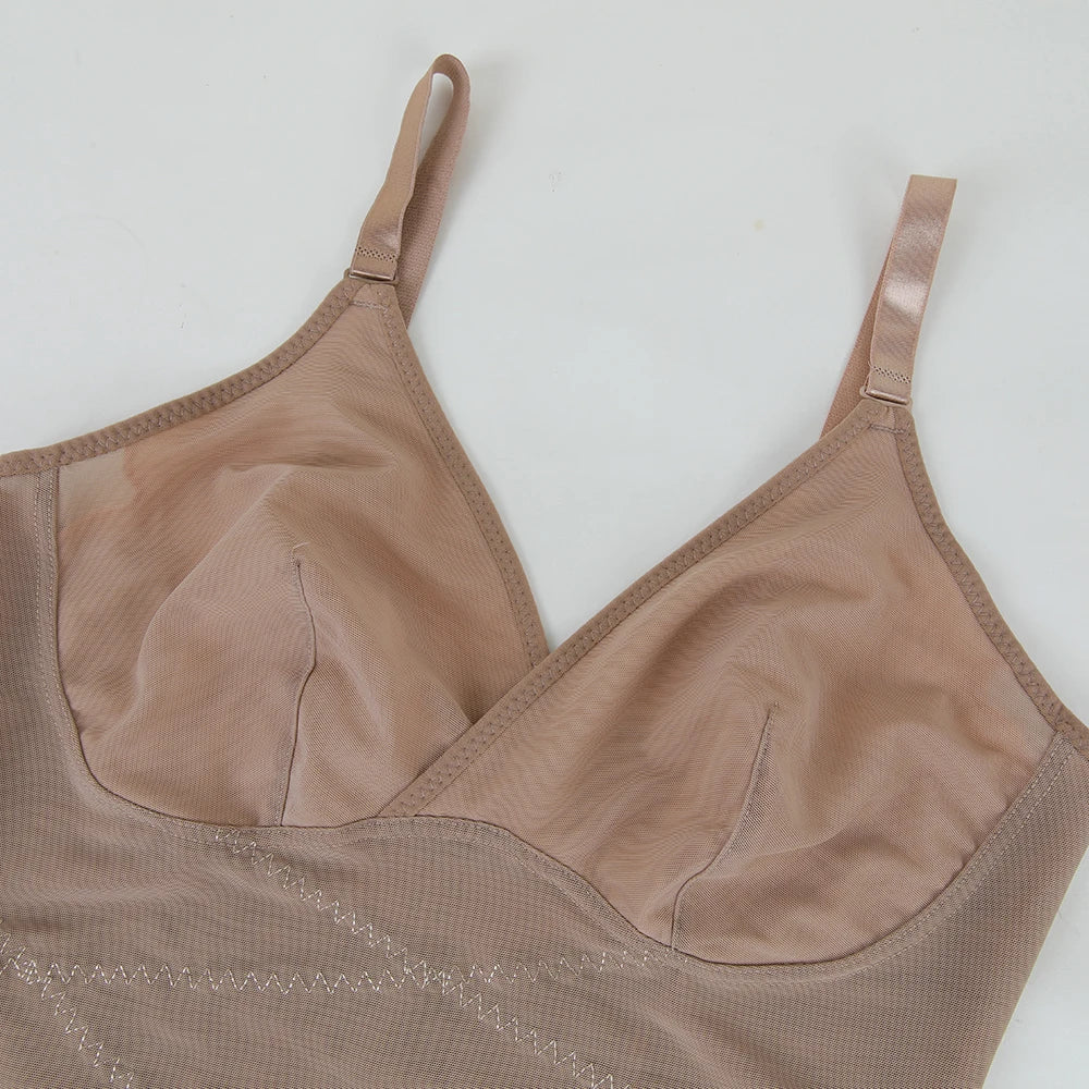 Body modellante per il corpo con controllo della pancia a vita incrociata per le donne Controllo completo del corpo con scollo a V Slip traspiranti in rete Intimo Sollevatore di testa