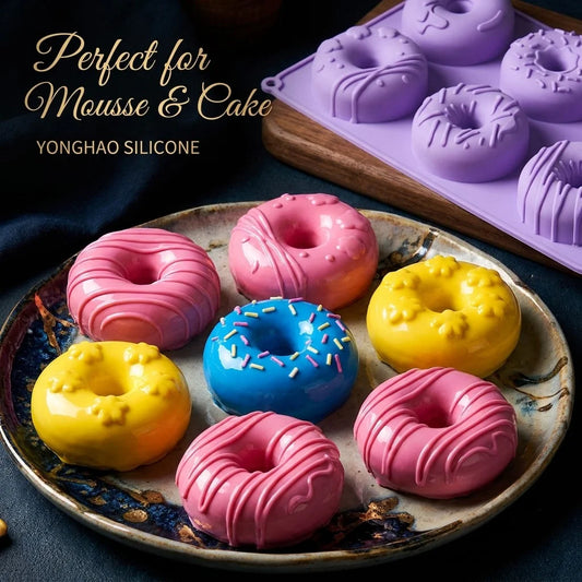 Stampo in silicone a 6 fori per ciambelle, dolci, cioccolato, fondente, facile da usare, per dessert fai da te, decorazioni per feste, utensili da cucina