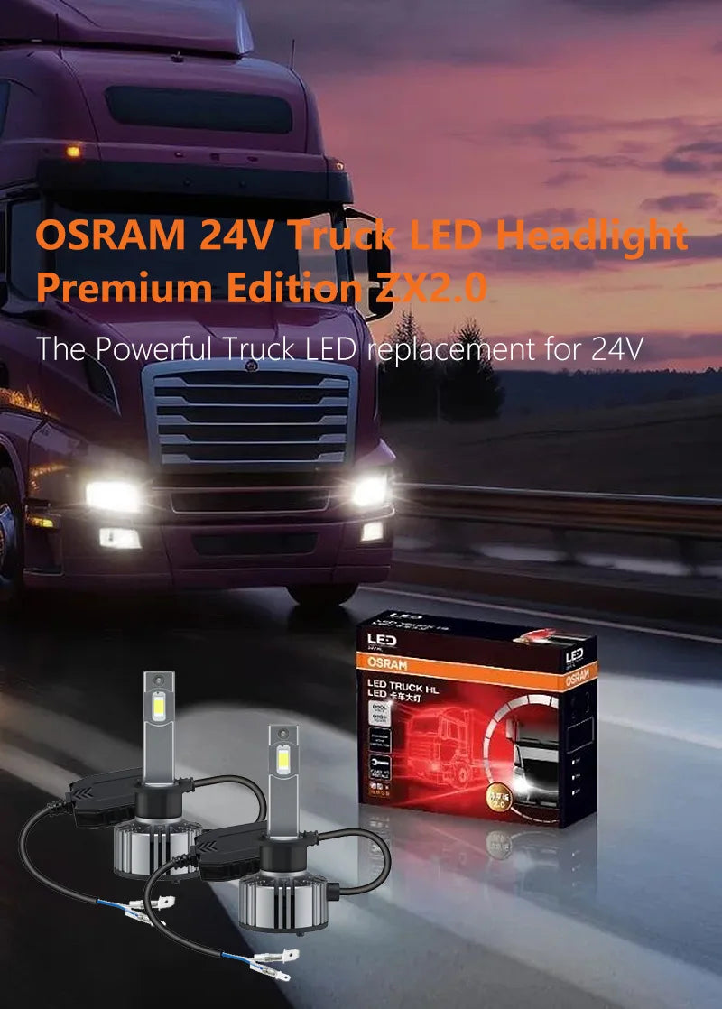 OSRAM 24V LED ZX2.0 Faro per camion H1 H4 H7 110W 8000LM Super Power Light 6000K Bianco freddo Aggiornamento Sostituisci il luminoso fascio alto e basso