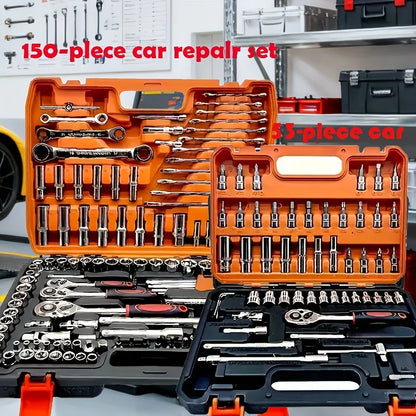 Set di chiavi a bussola SAE per carichi pesanti da 53/150 pezzi, kit di attrezzi per meccanica professionale - Strumenti di riparazione di emergenza per garage e strada