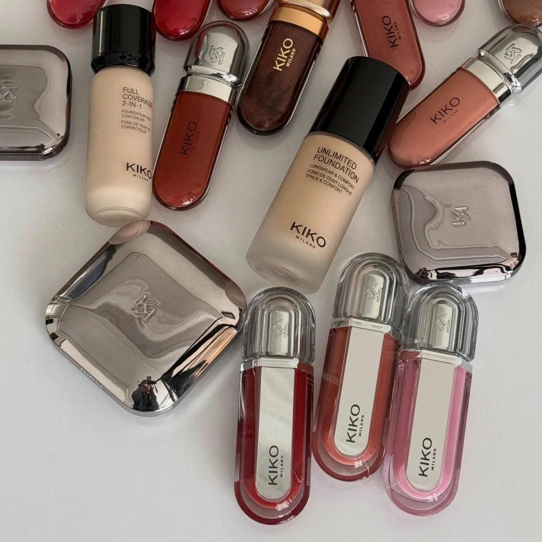 KIKO Milano 3D Hydra Lip Gloss & Wet Dry Powder Foundation, Effetto Volumizzante, Lucentezza a Specchio, Idratante, Non Appiccicoso, Effetto Vetro, Trucco Liscio