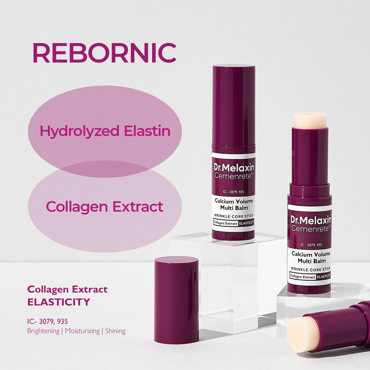 Dr. Melaxin Cemenrete Calcium Volume Multi Balm | Balsamo Multifunzionale Anti-Età | Complesso di Collagene + Elastina + Calcio | Occhiaie, Rughe e Perdita di Volume | K-Beauty | 9g