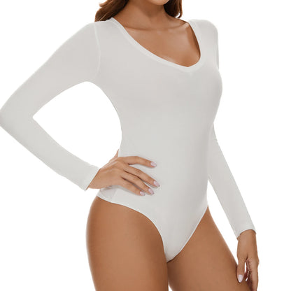 Tuta con scollo a V profondo tuta da donna a maniche lunghe Shapewear Shaper Lady Sexy uscire top abiti per il corpo vestiti caldi femminili autunno inverno