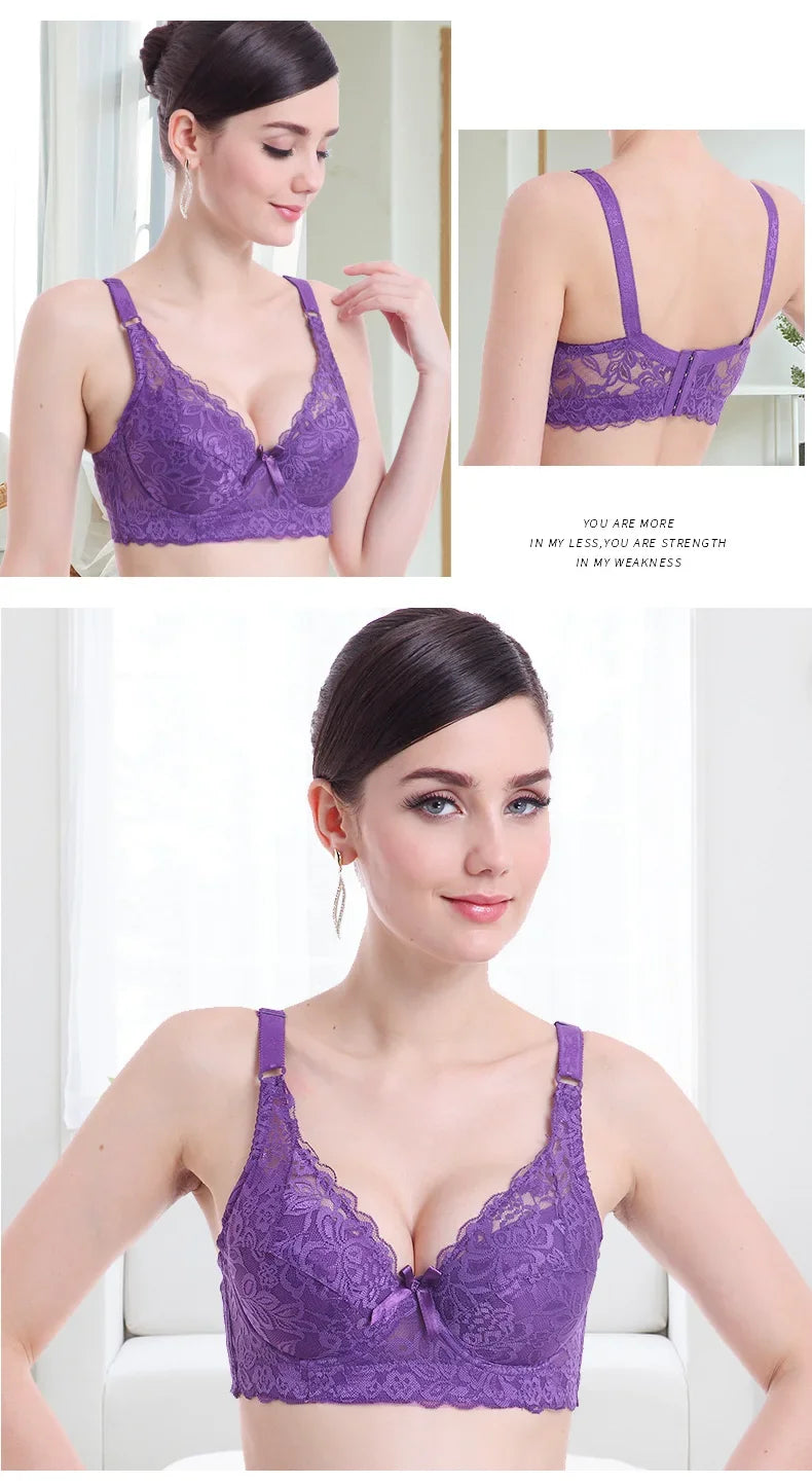 Reggiseno sottile a copertura totale, senza ferretto, regolabile, in pizzo, per taglie forti, copri seno, coppe B C D, reggiseno in pizzo taglie grandi 2028