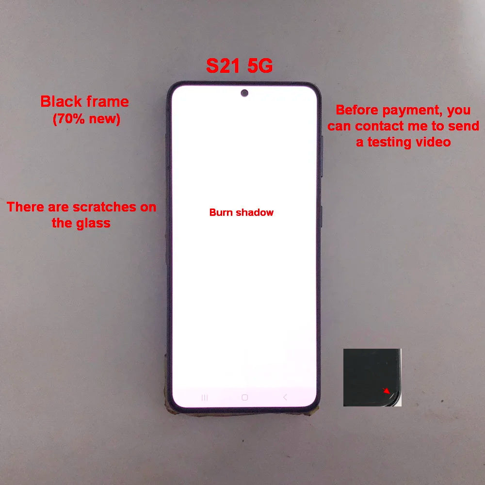 Display LCD Super AMOLED per Samsung S21 5G G990F G991F G991U G991B/DS, Schermo Touch Digitizer 6.2'' con Difetti, Ricambio Schermo