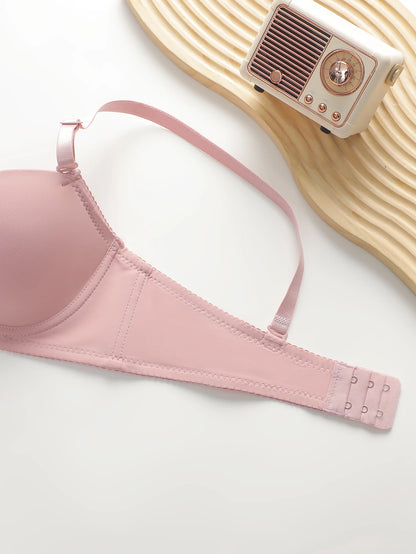 Nuovo set da 2 pezzi quotidiano in tinta unita di vendita calda con reggiseno push up con bordo in acciaio per set intimo donna J2611
