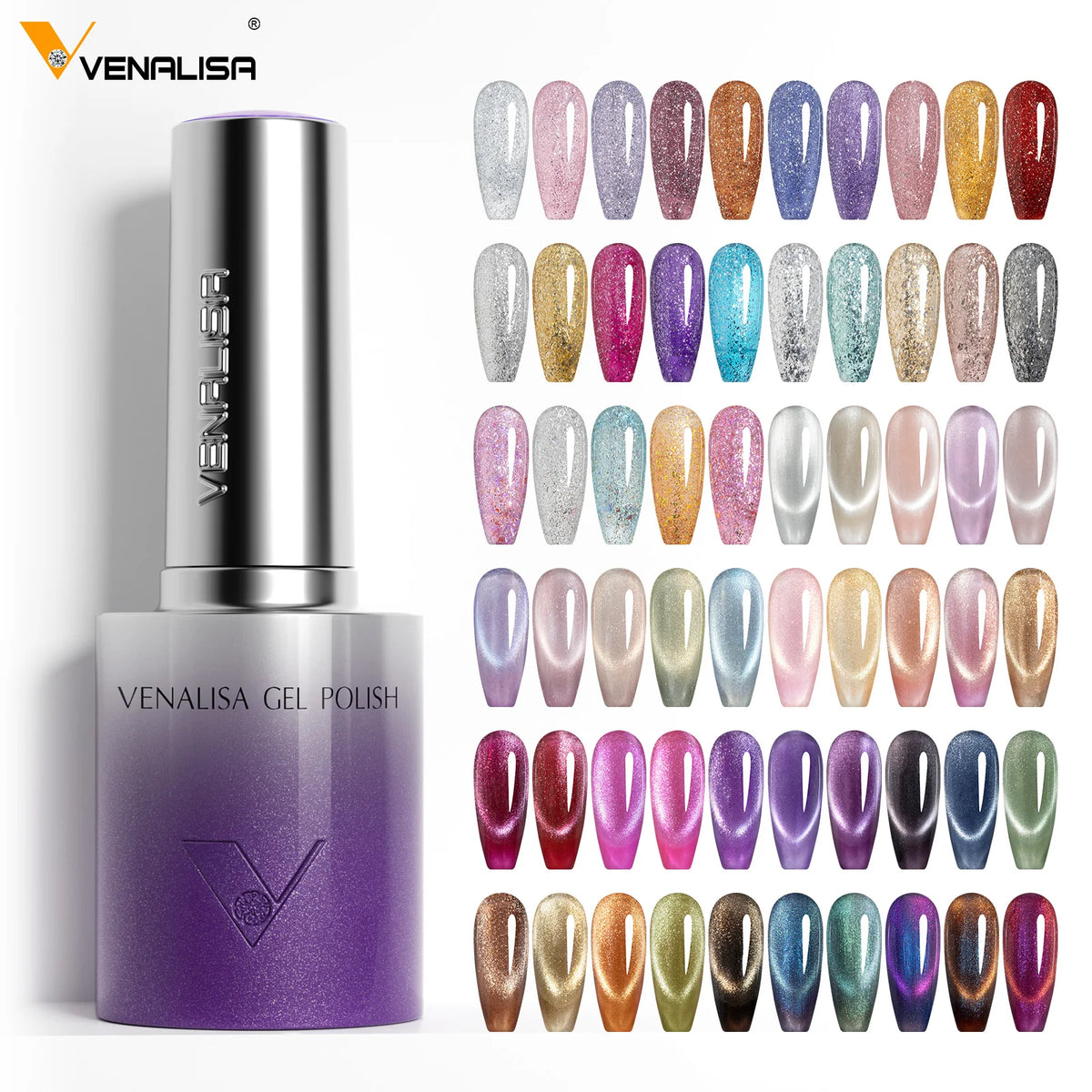 Venalisa 10ml Smalto Gel Effetto Occhio di Gatto Ultra Senza HEMA e TPO, Soak Off UV LED Lunga Durata, Brillante e Scintillante