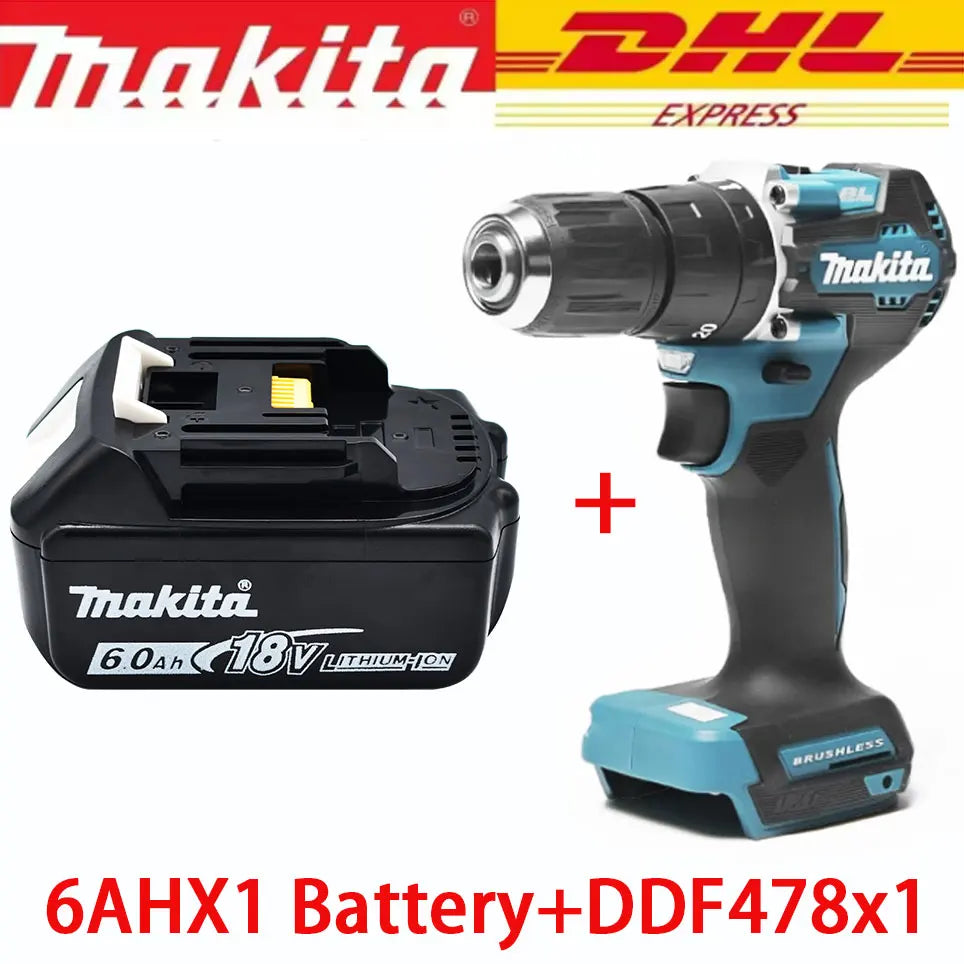 Trapano Elettrico Brushless Makita 18V DDF487, Adatto per Trapano a Percussione a Cinque Corde per Uso di Squadre di Decoratori