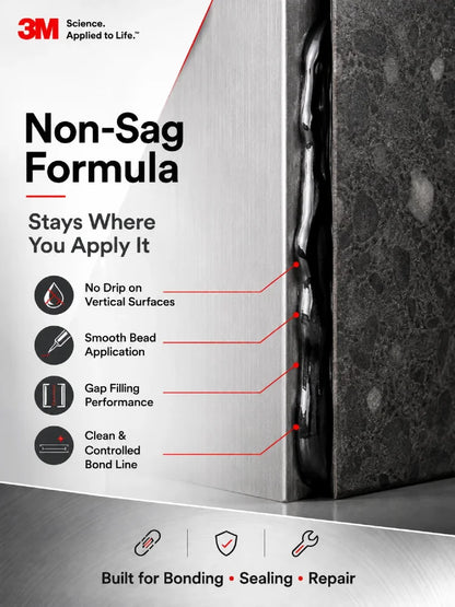 Adesivo Uretanico Originale 3M DP620NS Scotch-Weld 48.5ML Nero Non-Sciolmibile Colla Strutturale Bicomponente per Metallo Plastica Gomma Legno