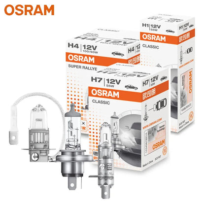 OSRAM H1 H4 H7 12V Faro alogeno per auto Linea originale Pezzi di ricambio 3200K Bianco caldo Lampada autentica Lampadina automatica Made In China 1X