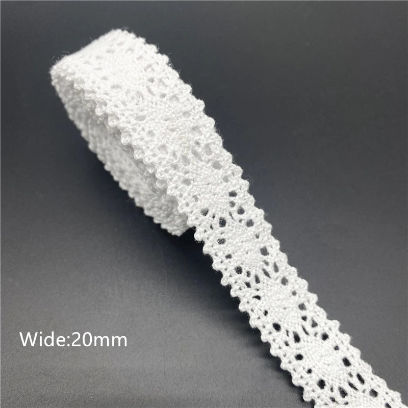 10mm-50mm 2 metri di nastro di pizzo di cotone 100% bianco per abbigliamento tessuto da cucito rifiniture in cotone all'uncinetto nastro di pizzo accessori fatti a mano