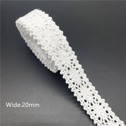 10mm-50mm 2 metri di nastro di pizzo di cotone 100% bianco per abbigliamento tessuto da cucito rifiniture in cotone all'uncinetto nastro di pizzo accessori fatti a mano