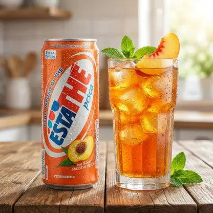 Estathe Pesca Tè Freddo alla Pesca 330ml Lattina Autentico Infuso di Tè Italiano Senza Glutine Bevanda Estiva Rinfrescante per Feste Attività all'Aperto Uso Quotidiano