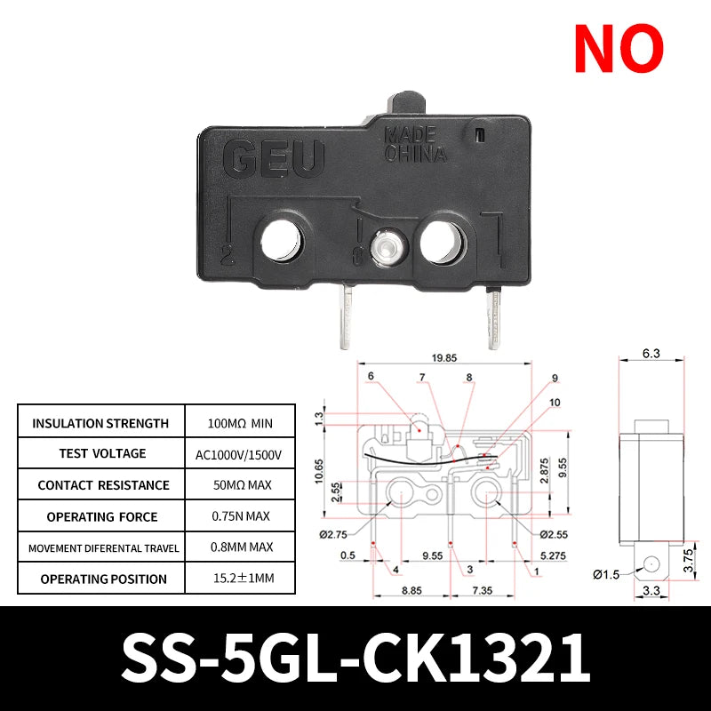 10/50/100PCS SS-5Gl NO/NC/Microinterruttore subminiaturizzato di commutazione, microinterruttore di finecorsa a 3 terminali precablato a 2 terminali