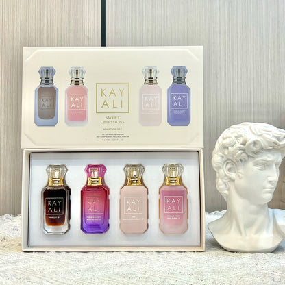 KAYALI Set di 4 Mini Profumi da 10ml, Fragranze Vaniglia, Oud, Floreali, Fruttate, Orientali, Lunga Durata, Unisex, Eau De Parfum, Set da Viaggio di Lusso