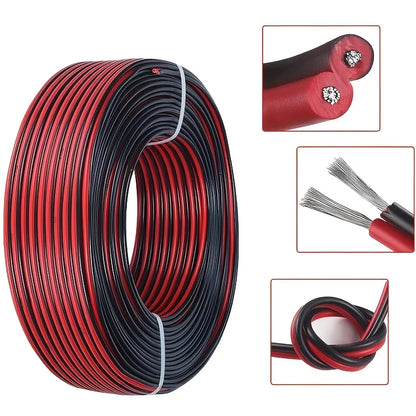 Cavo di collegamento rosso nero 12V Cavo piatto automobilistico a 2 pin Cavi di prolunga LED per campanello Lampada a nastro LED Altoparlanti per illuminazione a nastro