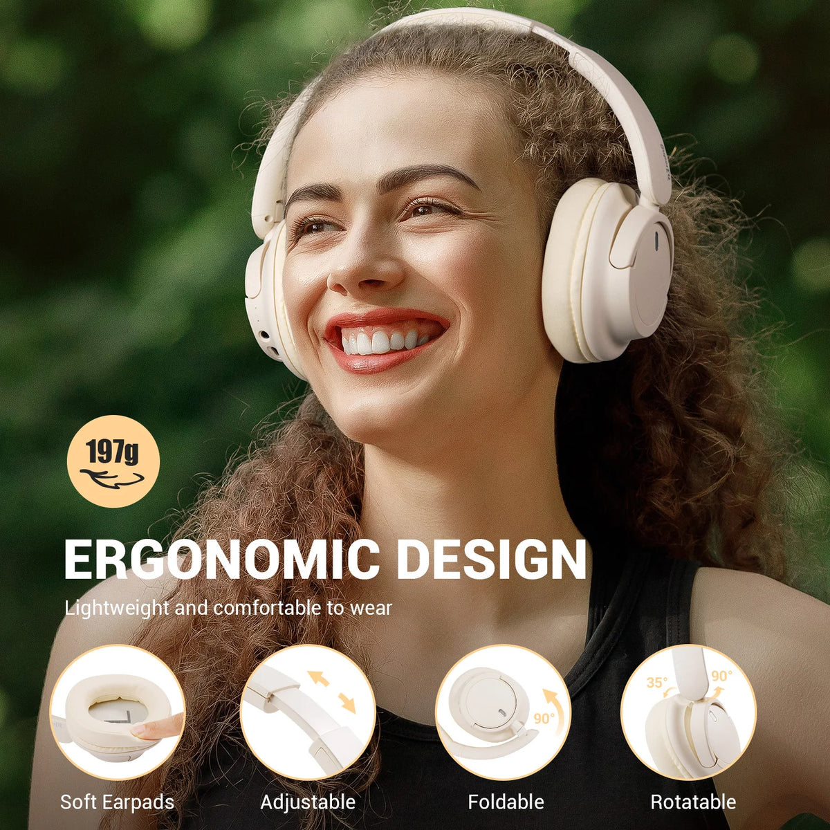 Oneodio EKSA V16 Cuffie wireless Bluetooth 5.3 Cuffie over-ear con microfono Modalità bass/pop Cuffie Hi-res HiFi cablate APP 90 ore