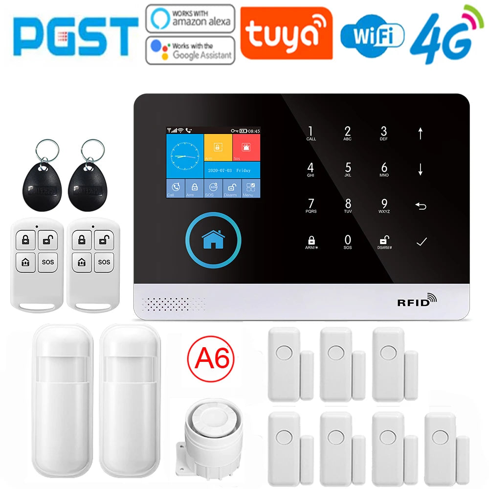 Sistema di allarme PGST ultima versione, WiFi, 4G, allarme di sicurezza domestica intelligente Tuya, controllo vocale intelligente Alexa, funzione push APP